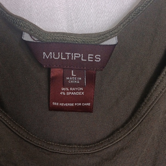 Multiples Olive Green Scoop Neck Tank Top Size Large - Picture 2 of 3